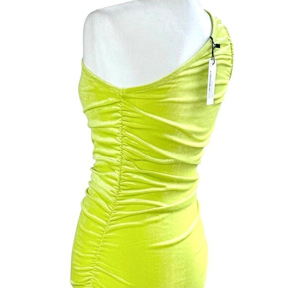 Nasty Gal lime green velvet one shouldered mini dress, size 6, NWT - Picture 9 of 11